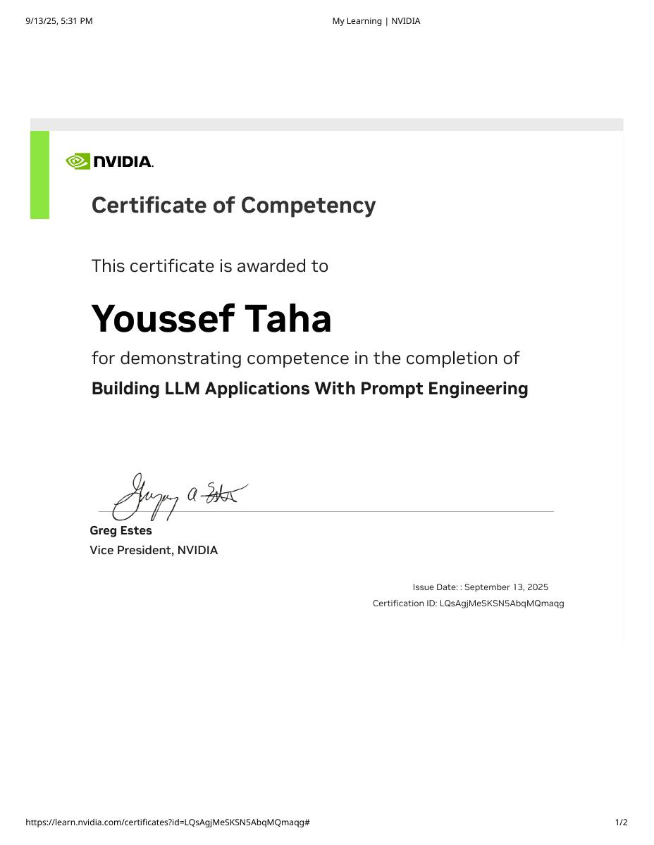 Building LLM Applications With Prompt Engineering Certificate — NVIDIA Deep Learning Institute
