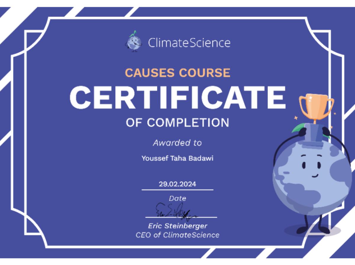 Causes Course Certificate — ClimateScience