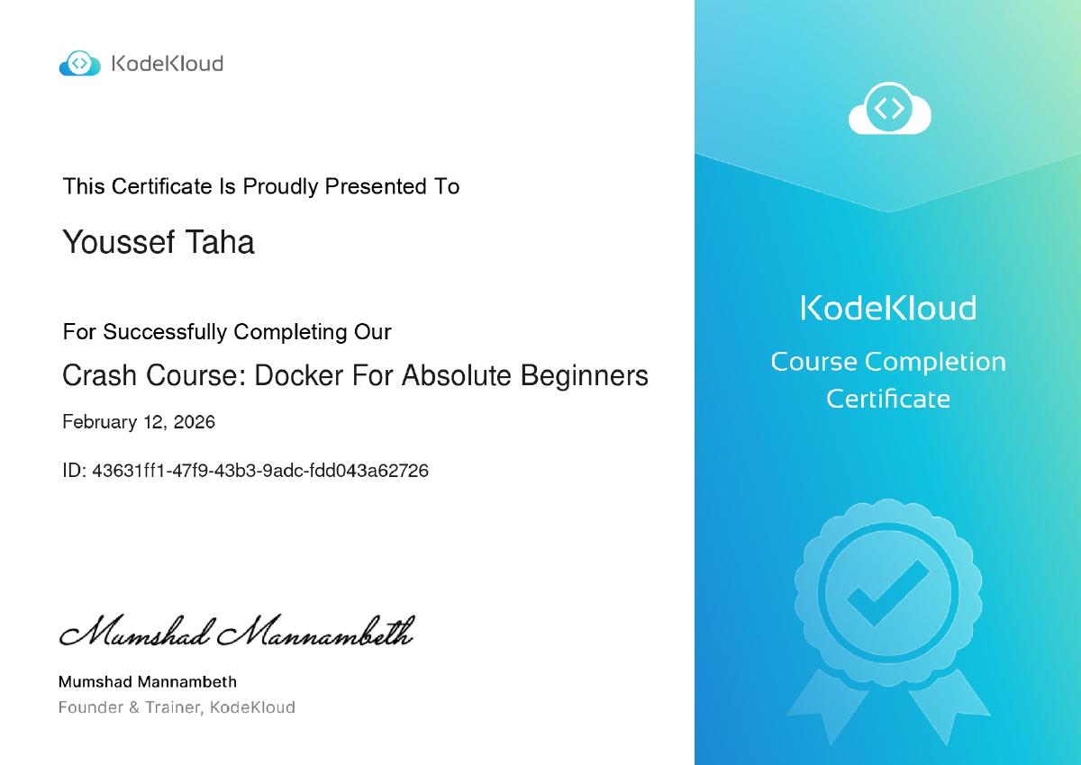 Docker For Absolute Beginners Certificate — KodeKloud