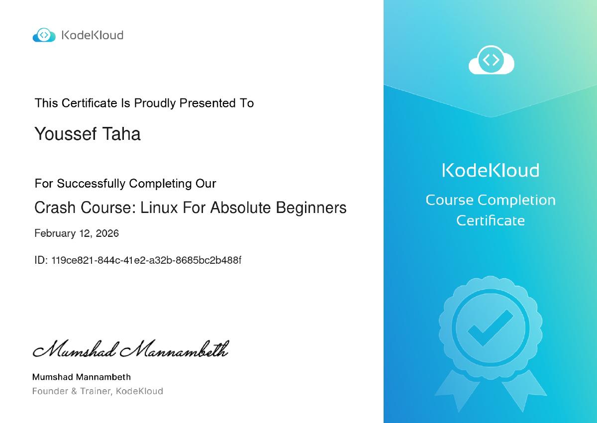 Linux For Absolute Beginners Certificate — KodeKloud