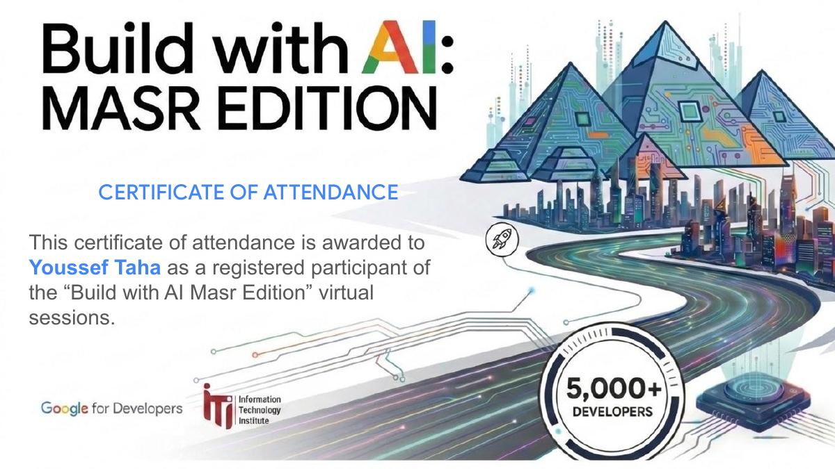Build with AI Masr Edition Certificate — Google for Developers & ITI