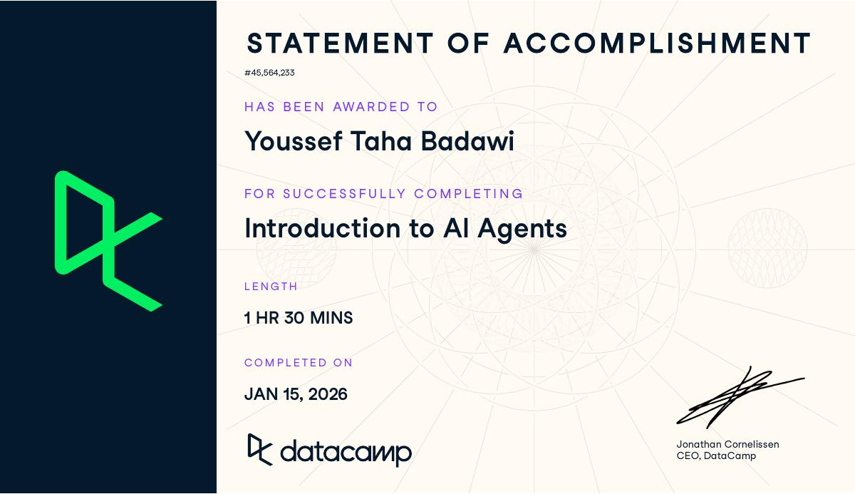 Introduction to AI Agents Certificate — DataCamp