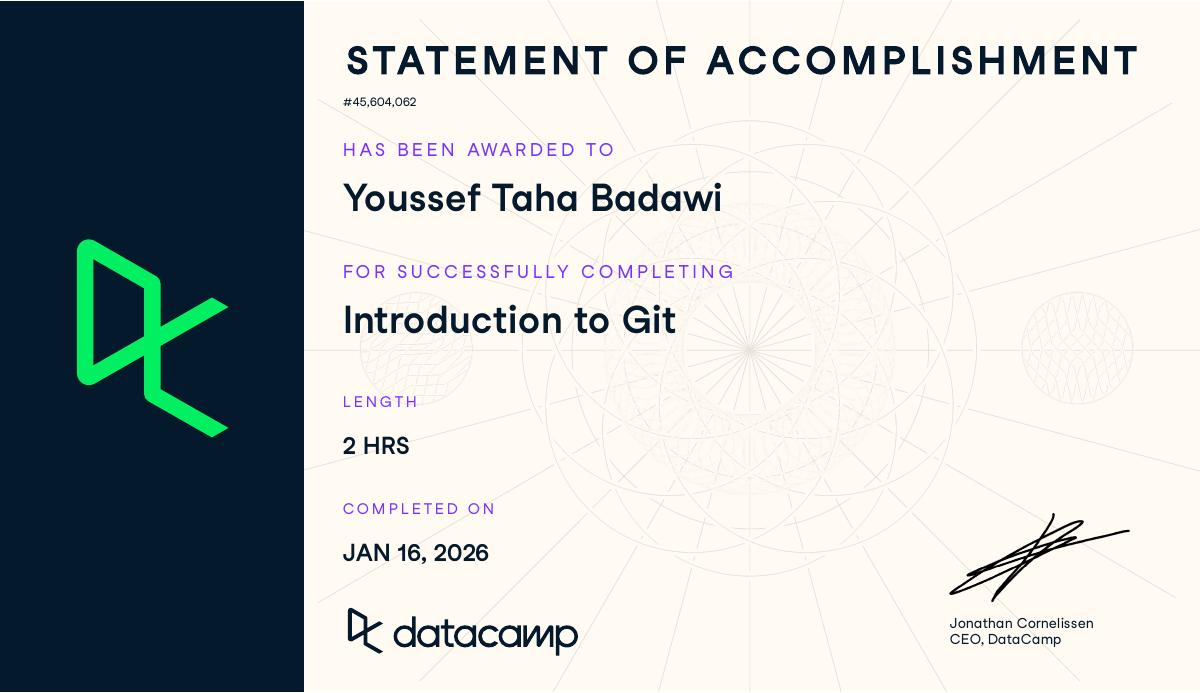 Introduction to Git Certificate — DataCamp