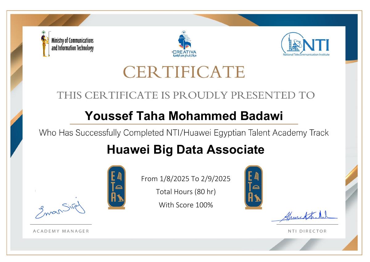 Huawei Big Data Associate Certificate — NTI-Huawei Egyptian Talent Academy