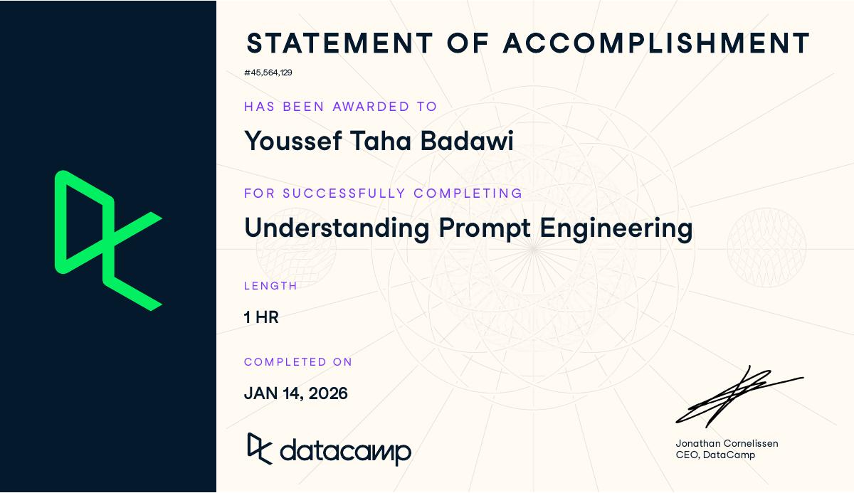 Understanding Prompt Engineering Certificate — DataCamp